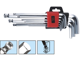 9pcsS2鏡面球頭加長內六角扳手組套