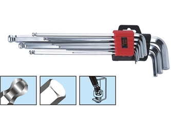 9pcsS2鏡面球頭特長內六角扳手組套